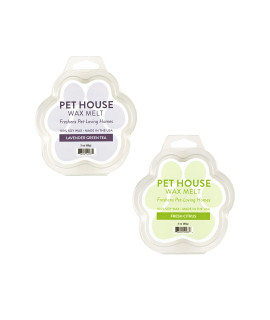 One Fur All 100% Natural Soy Wax Melts, Pack of 2 by Pet House - Long Lasting Pet Odor Eliminating Wax Melts Non-Toxic, Dye-Free Unique, Made in USA (Lavender Green Tea/Fresh Citrus)