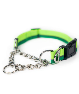 Mighty Paw Martingale Dog collar 20 Trainer Approved Limited Slip collar with Stainless Steel chain & Heavy Duty Buckle Modified cinch collar for gentle & Effective Pet Training (green)