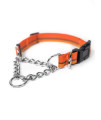 Mighty Paw Martingale Dog collar 20 Trainer Approved Limited Slip collar with Stainless Steel chain Heavy Duty Buckle Modified cinch collar for gentle Effective Pet Training (Orange)