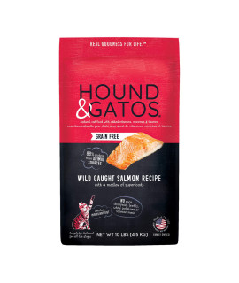 Hound & Gatos Dry Cat Food, Wild Caught Salmon Recipe, 10 lb bag