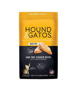 Hound & Gatos Dry Cat Food, Cage Free Chicken Recipe, 10 lb bag