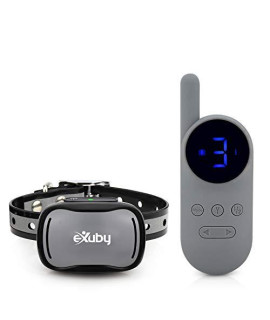 eXuby - Tiny Shock Collar for Small Dogs 5-15lbs - Smallest Collar on The Market - Sound, Vibration, & Shock - 9 Intensity Levels - Pocket-Size Remote - Long Battery Life - Water-Resistant - Gray