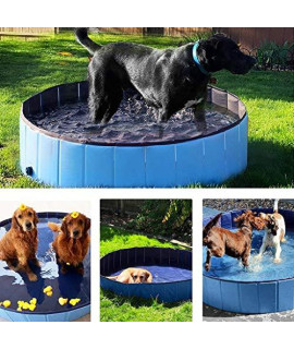 Foldable Pet Swimming Pool, 31.5" Portable Dog Pool Pet Swimming Tub, Collapsible Bathing Pool PVC Cleaner Bathtub Paddling Pool for Outdoor, Garden, Backyard,Summer Water Party for Dogs Cats (Blue)