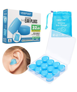Ear Plugs for Sleeping - Vegpoet Reusable Moldable Silicone Earplugs Noise cancelling Reduction for concerts, Swimming, Shooting, Snoring, Airplane, Musicians, Motorcycle, 12 Pack