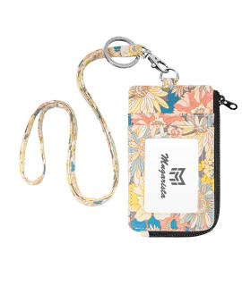 MNgARISTA Fashion Badge Holder with Zipper, cute ID Badge card Holder Wallet with Lanyard Strap for Offices ID, School ID, Driver Licence