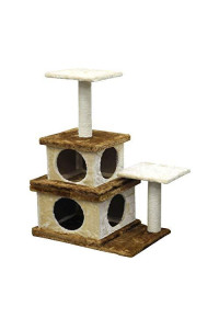 MISC 32-inch Lightweight Beige and Brown 2 Condo Cat Tree Rope Wood