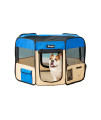 JESPET 36 Pet Dog Playpens, Portable Soft Dog Exercise Pen Kennel with carry Bag for Puppy cats Kittens Rabbits, Blue