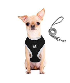 Puppy Harness And Leash Set - Dog Vest Harness For Small Dogs Medium Dogs- Adjustable Reflective Step In Harness For Dogs - Soft Mesh Comfort Fit No Pull No Choke (S, Black)