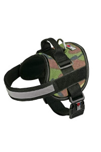 Dog Harness, Reflective No-Pull Adjustable Vest with Handle for Walking, Training, Service Breathable No - choke Harness for Small, Medium or Large Dogs Room for Patches girth 22 to 30 in green camo
