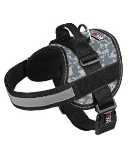 Dog Harness, Reflective No-Pull Adjustable Vest with Handle for Walking, Training, Service Breathable No - choke Harness for Small, Medium or Large Dogs Room for Patches girth 22 to 30 in Urban camo