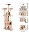 66 Inch Cat Tree,Cat Activity Tree with Scratching Posts,Multi-Level Cat Tower for Large Cats,Kitten Activity Tree House Furniture with Padded Plush Perch-Spacious Cat Hole and Platform (Beige)