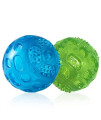 2 Packs Dog Ball Toys for Dog 3.2 Inches Indestructible Dog Fetch Ball Kong Squeaky Ball for Training Playing, Blue+Green1