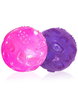 PJDH 3.2 Inches Dog Ball Toys for Dog Indestructible Dog Fetch Ball Kong Squeaky Ball for Training Playing, Purple