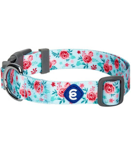 Blueberry Pet Essentials Spring Scent Inspired Garden Floral Adjustable Dog Collar In Pastel Blue, Small, Neck 12-16