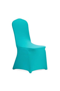Peomeise Stretch Spandex Chair Cover For Wedding Party Dining Banquet Event (Turquoise, 12)