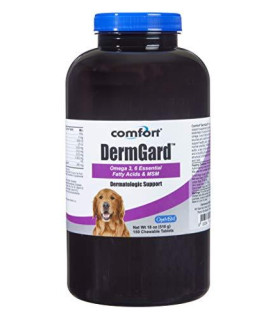 Kala Health Comfort DermGard Skin and Coat Supplement for Dogs, 150 Count, Supports Healthy Skin, Shiny & Reduce Excessive Shedding, Contains MSM, Fish Oil & Omega 3, 6, and 9 Essential Fatty acids