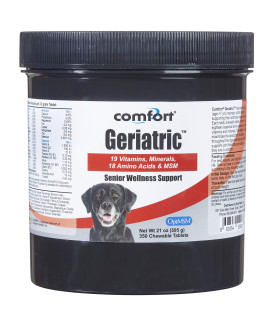 COMFORT Geriatric Supplement for Dogs, 350 Count, Contains MSM, Superoxide Dismutase, Ester-C, 19 Vitamins and Minerals & 18 Amino Acids, Made in The USA