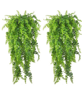 PINVNBY Reptile Plants Hanging Fake Vines Boston climbing Terrarium Plant with Suction cup for Bearded Dragons Lizards geckos Snake Pets Hermit crab and Tank Habitat Decorations (2 Pack)
