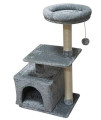 KIYUMI US03GCat Tree Cat Tower Sisal Scratching Posts Cat Condo Play House Hammock Jump Platform Cat Furniture Activity Center,Grey