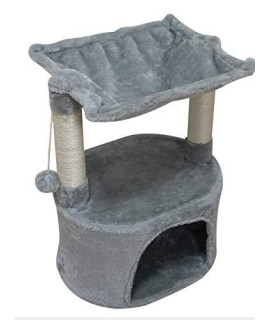 KIYUMI US04G Cat Tree Cat Tower Sisal Scratching Posts Cat Condo Play House Hammock Jump Platform Cat Furniture Activity Center ,Grey