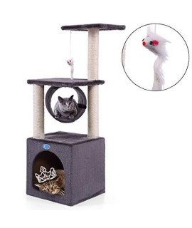 BWM.Co 36" H Modern Multifunctional 3-Tier Cat Tree Tower House w/Condo -Play Tunnel and Toy