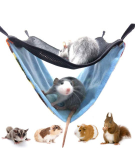 Leerking Small Animals Hanging Hammock Cage Bunkbed Sleep Nap Sack Hideout For Guinea Pigs Ferrets Rat Chinchilla Hamsters Flying Squirrels Sugar Glider,Leopard-2 Tiers