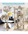 Cat Tree Cat Tower and Condo 56 Inches Multi-Level Activity Center Play House with Scratching Post Hammock Large Perches Furniture for Kitten, Kitty, Cat - Beige