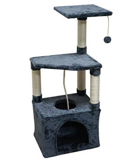 MIAO PAW SGU3 Cat Tree Tower Condo Sisal Post Scratching Furniture Activity Center Play House Cat Bed Smoky Grey