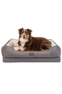 Pet Craft Supply Premium Orthopedic Lounger Dog Bed Sofa Style Couch Removable Washable Cover Joint Arthritis Relief Bolster Headrest Pet Bed for Small Dogs Medium Large Breed Dogs, Cream (8729)