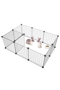 RUNSPED Small Animal Cage 12pcs Metal Wire Storage Cubes Organizer, Indoor Portable Metal Wire Yard Fence for Small Animals, Guinea Pigs, Rabbits Kennel Puppy | Pet Products