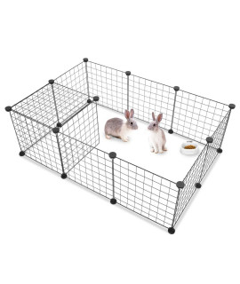 RUNSPED Small Animal Cage 12pcs Metal Wire Storage Cubes Organizer, Indoor Portable Metal Wire Yard Fence for Small Animals, Guinea Pigs, Rabbits Kennel Puppy | Pet Products