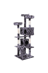Newshop 60" Cat Tree Tower Condo Furniture Scratching Post Pet Kitty Play House