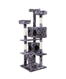 Newshop 60" Cat Tree Tower Condo Furniture Scratching Post Pet Kitty Play House