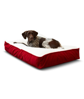 Happy Hounds Buster Deluxe Rectangle Dog Bed with Sherpa, Medium, Red