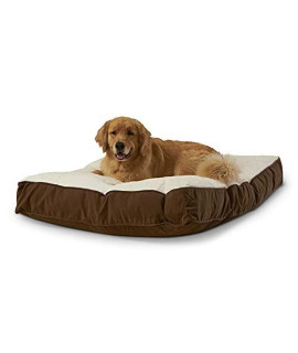 Happy Hounds Buster Large (48 x 36 in.) Mocha Rectangle Pillow Style Dog Bed with Sherpa Panel