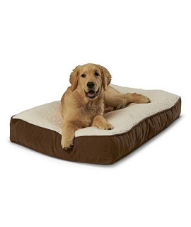 Happy Hounds Buster Small (36 x 24 in.) Mocha Rectangle Pillow Style Dog Bed with Sherpa Panel
