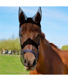 Horse Fly Mask, a Flying Mask Selected by Professionals, a Fly Mask with Ears to Protect The Horse's Ears and Face from Being Bitten(L)