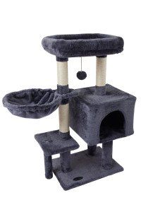 FISHNAP US09YH cute cat Tree Kitten cat Tower for Indoor cat condo Sisal Scratching Posts with Jump Platform cat Furniture Activity center Play House Smokygrey