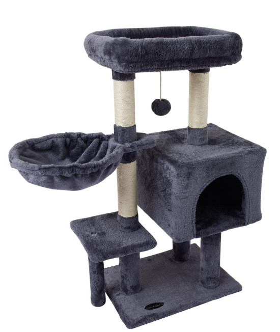 FISHNAP US09YH cute cat Tree Kitten cat Tower for Indoor cat condo Sisal Scratching Posts with Jump Platform cat Furniture Activity center Play House Smokygrey