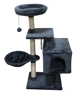 FISH&NAP US07YH Cat Tree Cat Tower Cat Condo Sisal Scratching Posts with Jump Platform Cat Furniture Activity Center Play House Smoky Grey