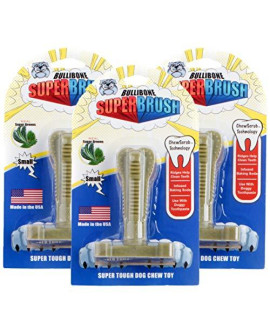Bullibone SuperBrush: Dog Teeth Cleaning Brushing Toothbrush Stick - Long Lasting Nylon Super Greens Chew Toy for Oral Care and Dental Health