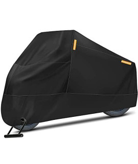 Puroma Motorcycle Cover, Xxx-Large Waterproof Motorbike Cover Outdoor Indoor Scooter Shelter Protection With 4 Reflective Strips For Harley Davidson, Honda, Suzuki, Kawasaki, Yamaha (Black)