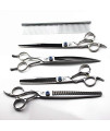 Poetry Kerry high-end Professional pet Care 8.0 inch pet Scissors 440C Steel Silver Left hand scissors (Set3)