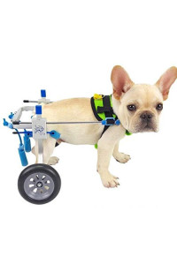 SONGTING tarpaulin Dog Wheelchair Two Wheels Adjustable Pet Wheelchair Light Weight Easy Assemble Dog Cart Hind Legs Rehabilitation for Small Dog Doggie Puppy Cat