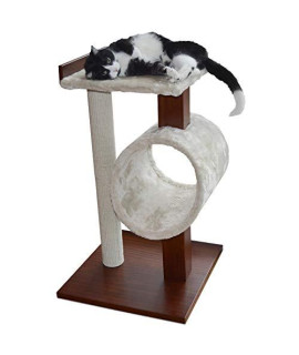 Modern Cat Activity Tree Scratching Post Brown Carpet MDF Rope
