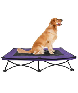 YEP HHO Large Elevated Folding Pet Bed Cot Travel Portable Breathable Cooling Mesh Sleeping Dog Bed 47 Inches Long (Purple)