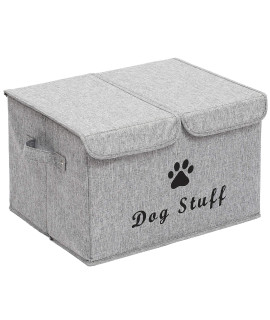 Morezi Large Dog Toy Storage Box With Lid Basket Organizer - Perfect Collapsible Bin For Living Room, Playroom, Closet, Home Organization - Snow Gray