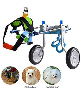 SONGTING tarpaulin Dog Wheelchair Two Wheels Adjustable Pet Wheelchair Light Weight Easy Assemble Dog Cart Hind Legs Rehabilitation for Small Dog Puppy Cat