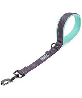 Vivaglory Short Dog Leash 18 Inch Double Webbing Nylon Reflective Dog Leash With Padded Traffic Handle For Large Dogs, Grey