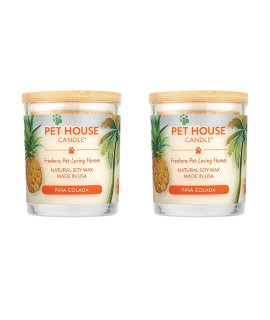 One Fur All, Pet House candle - 100% Soy Wax candle - Pet Odor Eliminator for Home - Non-Toxic and Eco-Friendly Air Freshening Scented candles (Pack of 2, Pina colada)